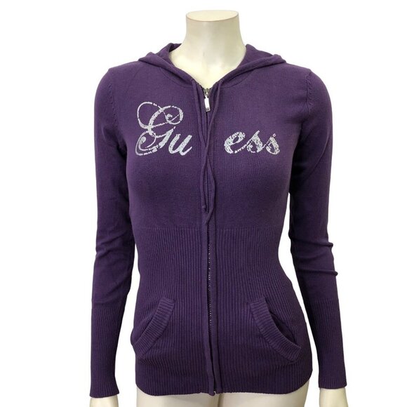 GUESS FULL ZIP LIGHT HOODIE SWEATER SM NEW WITH TAG - Picture 1 of 8